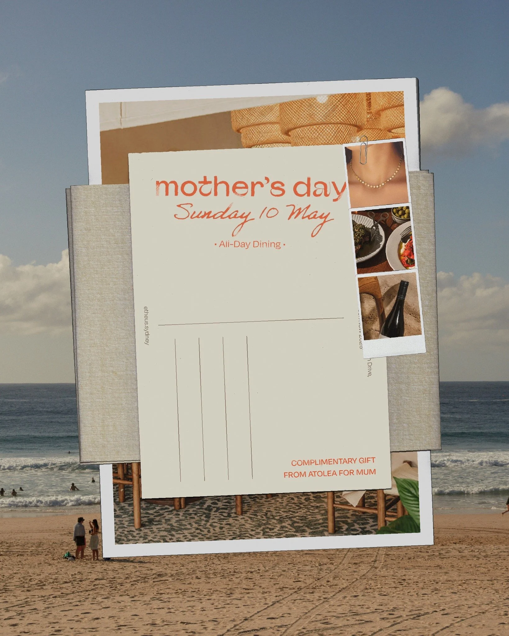 Mother's Day at Etheus, Sunday 10 May. 

We&rsquo;re open for all day dining - breakfast, lunch and dinner.

This year, we're adding something to take home with our friends at @atoleajewelry  for all mum&rsquo;s dining at lunch. There are 100 complim