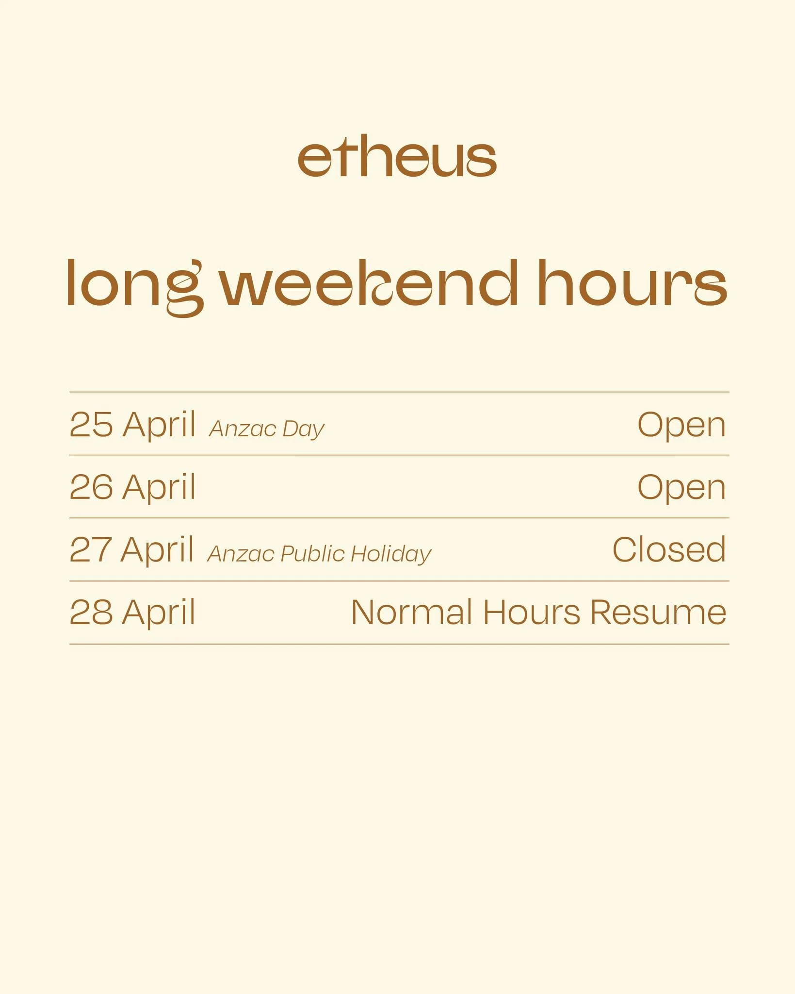 A long weekend calls for good food and better company. Hours above. 

We're saving you a seat.