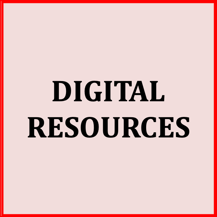 Text reading 'Digital Resources' on a pink background with a red border.