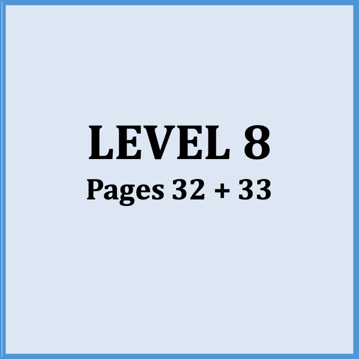 A page from a book or manual titled 'Level 8' showing pages 32 and 33.