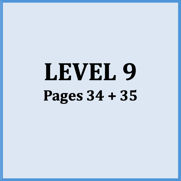 Page titled 'Level 9,' indicating it covers pages 34 and 35 of a book or document.