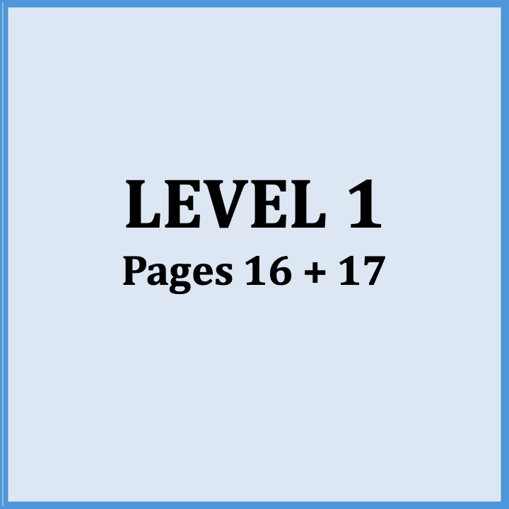 A cover page for Level 1, indicating pages 16 and 17.