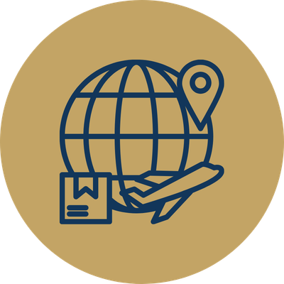 Globe with an airplane and a document, representing travel or international logistics.