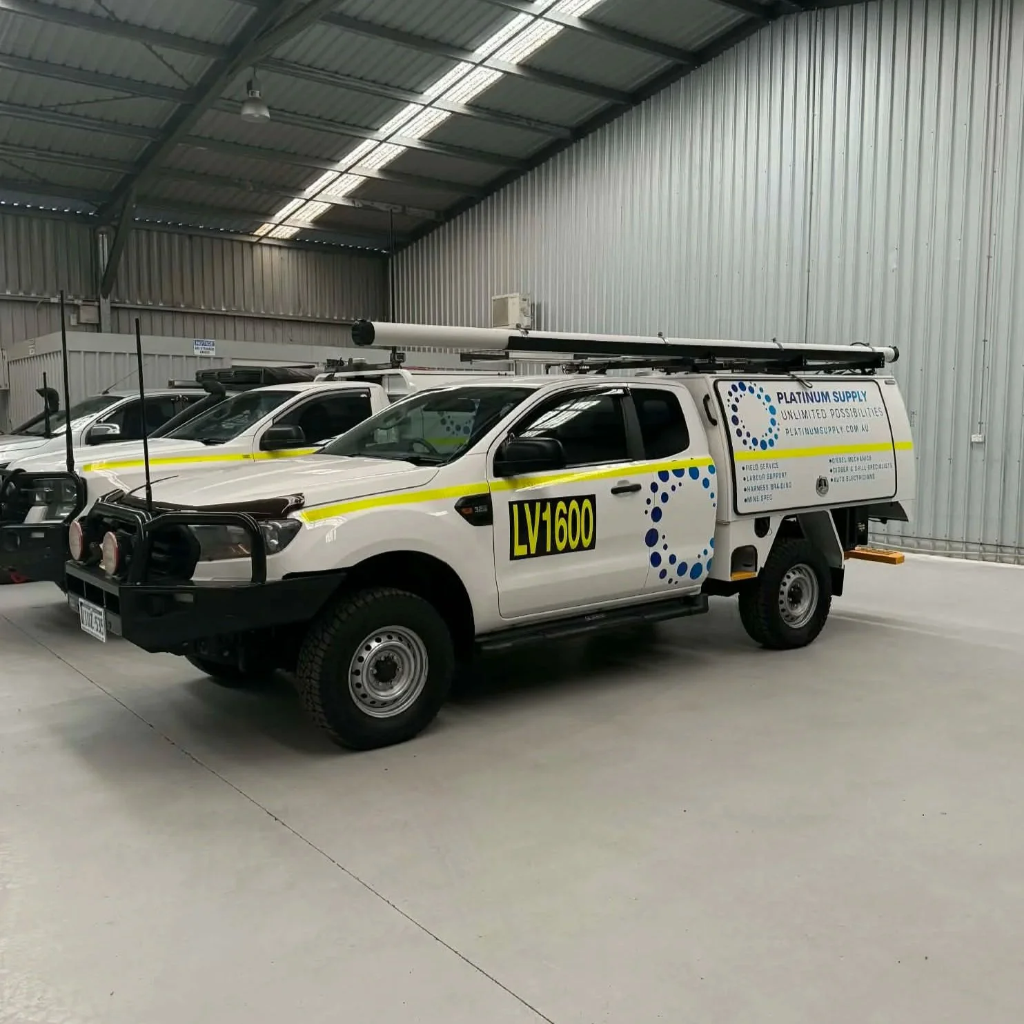 Platinum Supply & Auto Electrical mobile support and field service vehicle in the Bunbury workshop