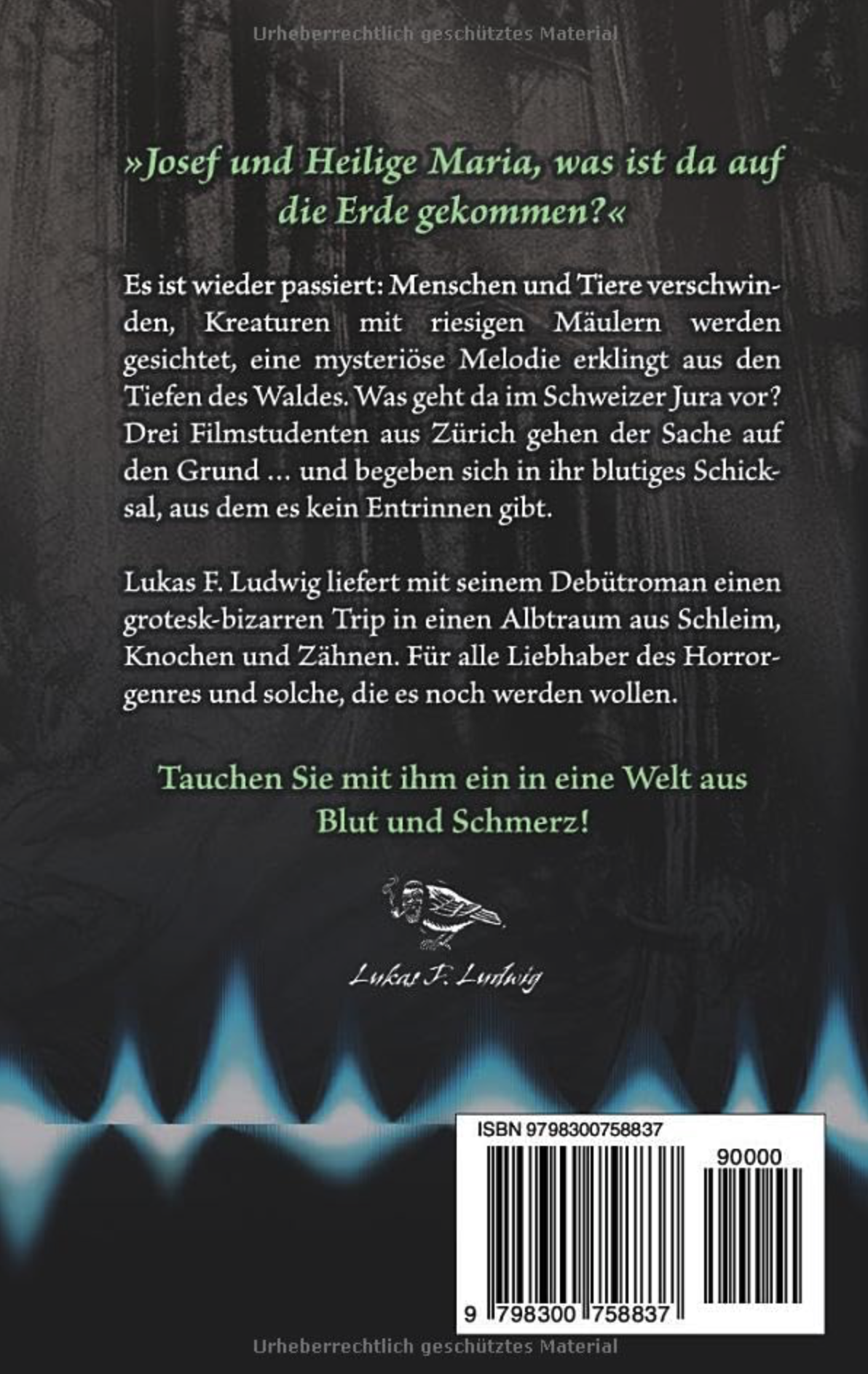 „Porträt eines aufstrebenden Horrorautors aus der Schweiz, der für düstere, fantastische Literatur und intensive Stimmung bekannt ist.“