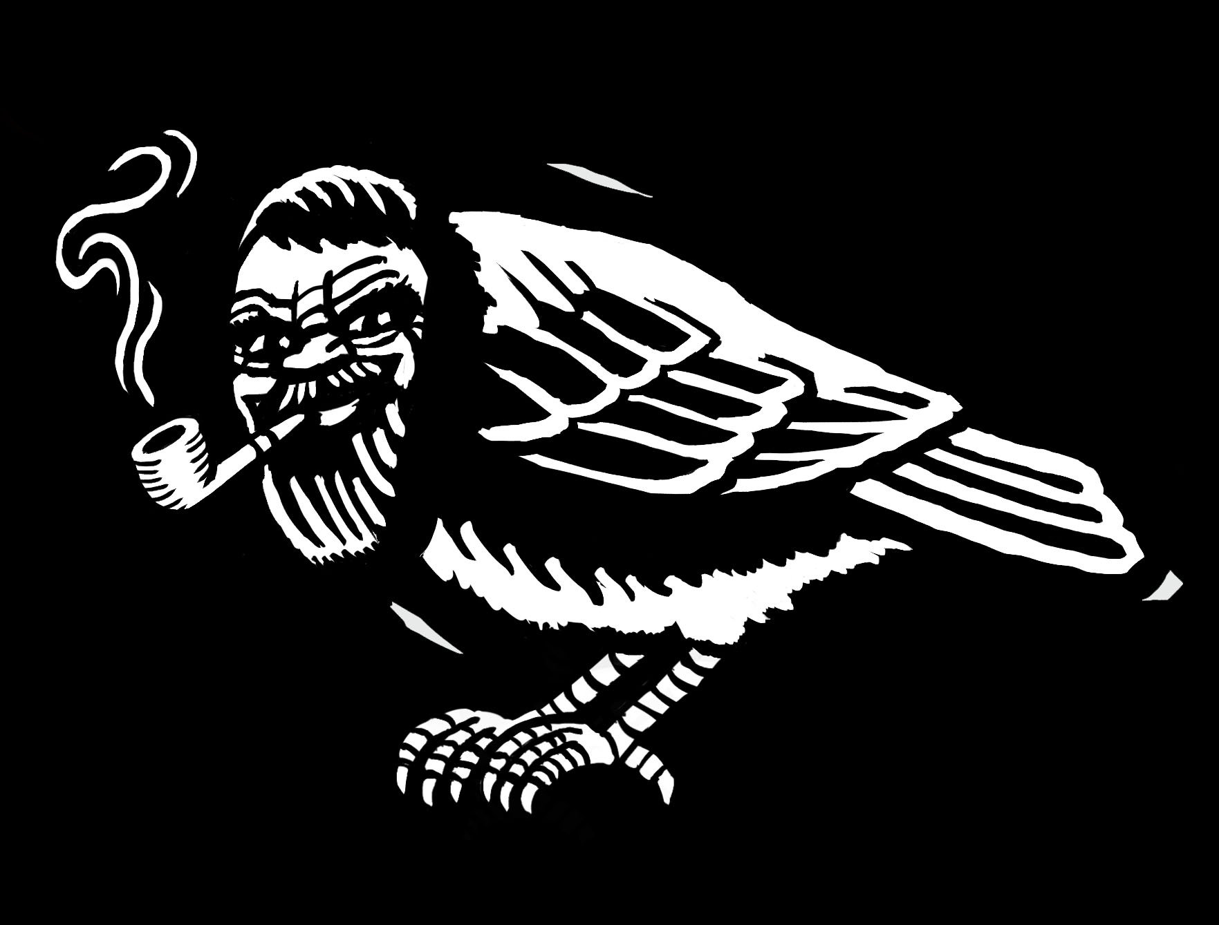 Schweizer Horrorautor Logo Vogel mit Pfeife