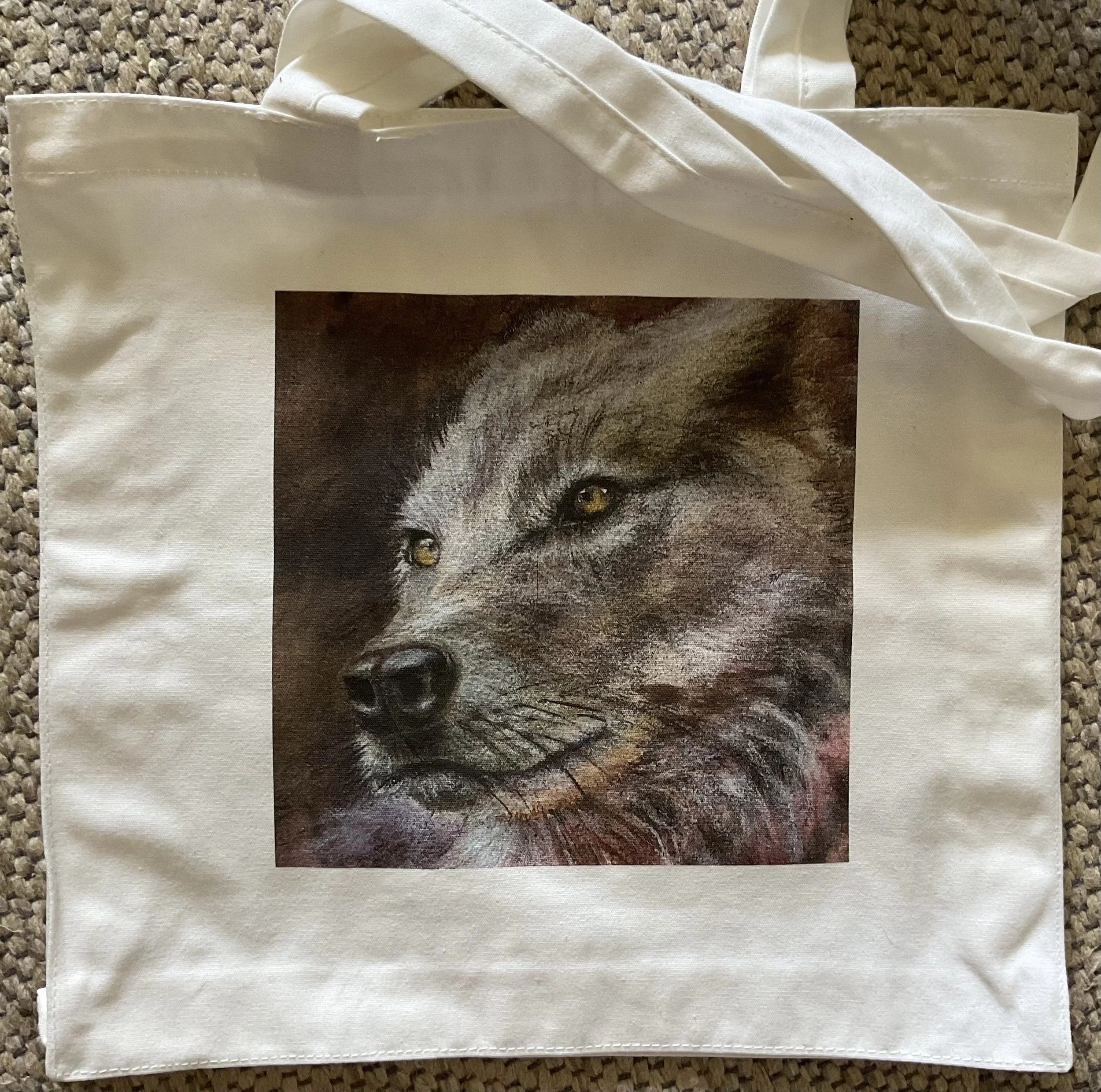“The Loner” wolf tote bag