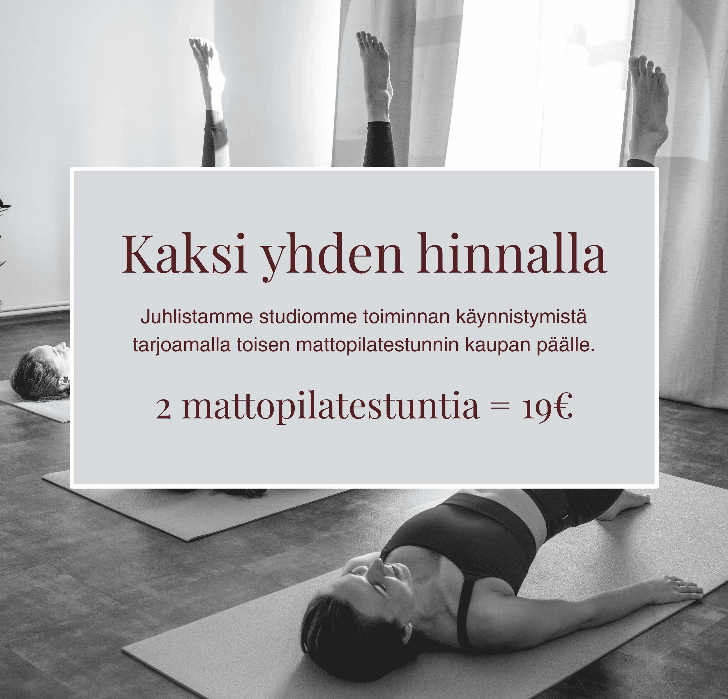 Avajaiskampanja: kaksi mattopilatestuntia yhden hinnalla