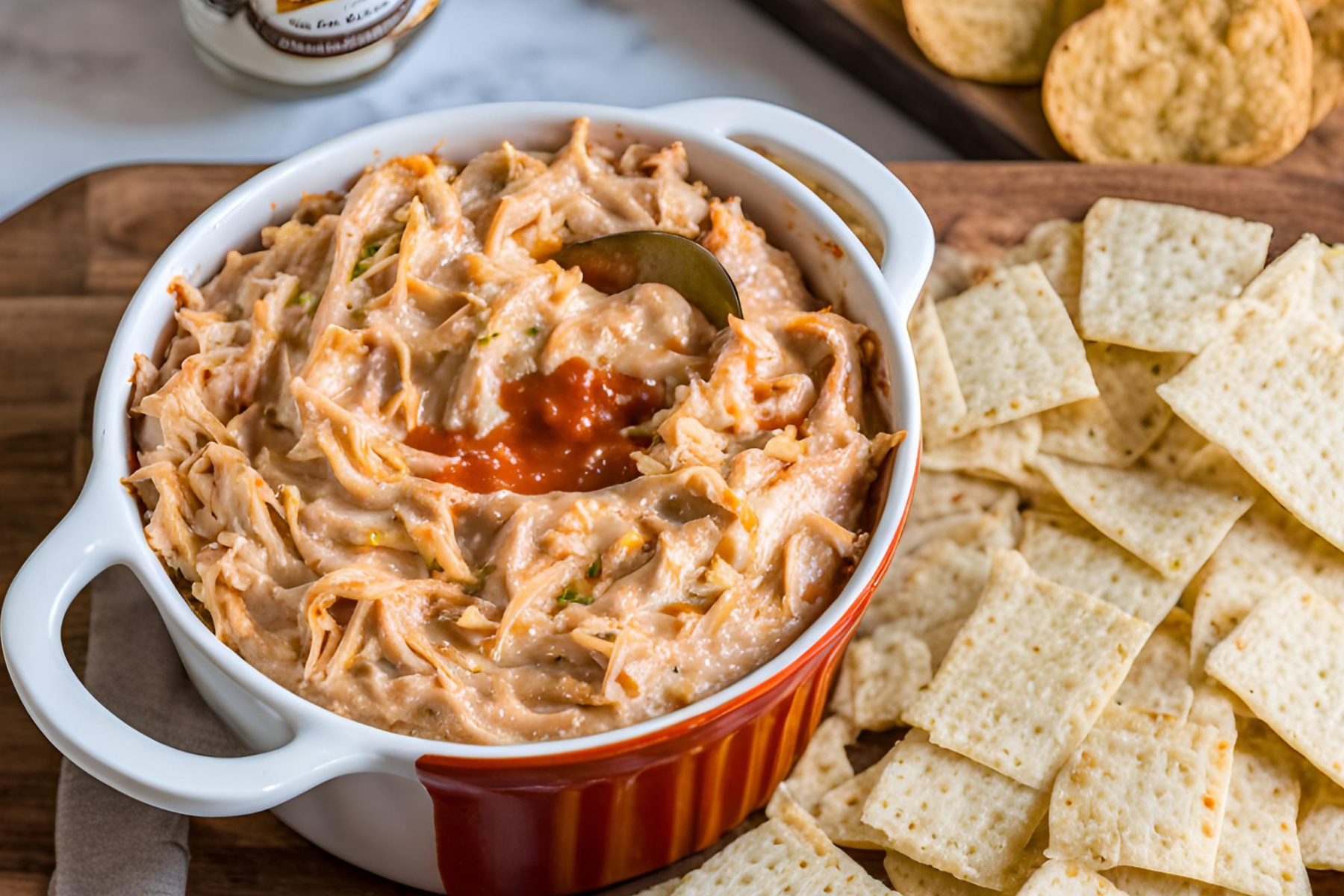 Sweet and Spicy Chicken Dip made in a Crockpot