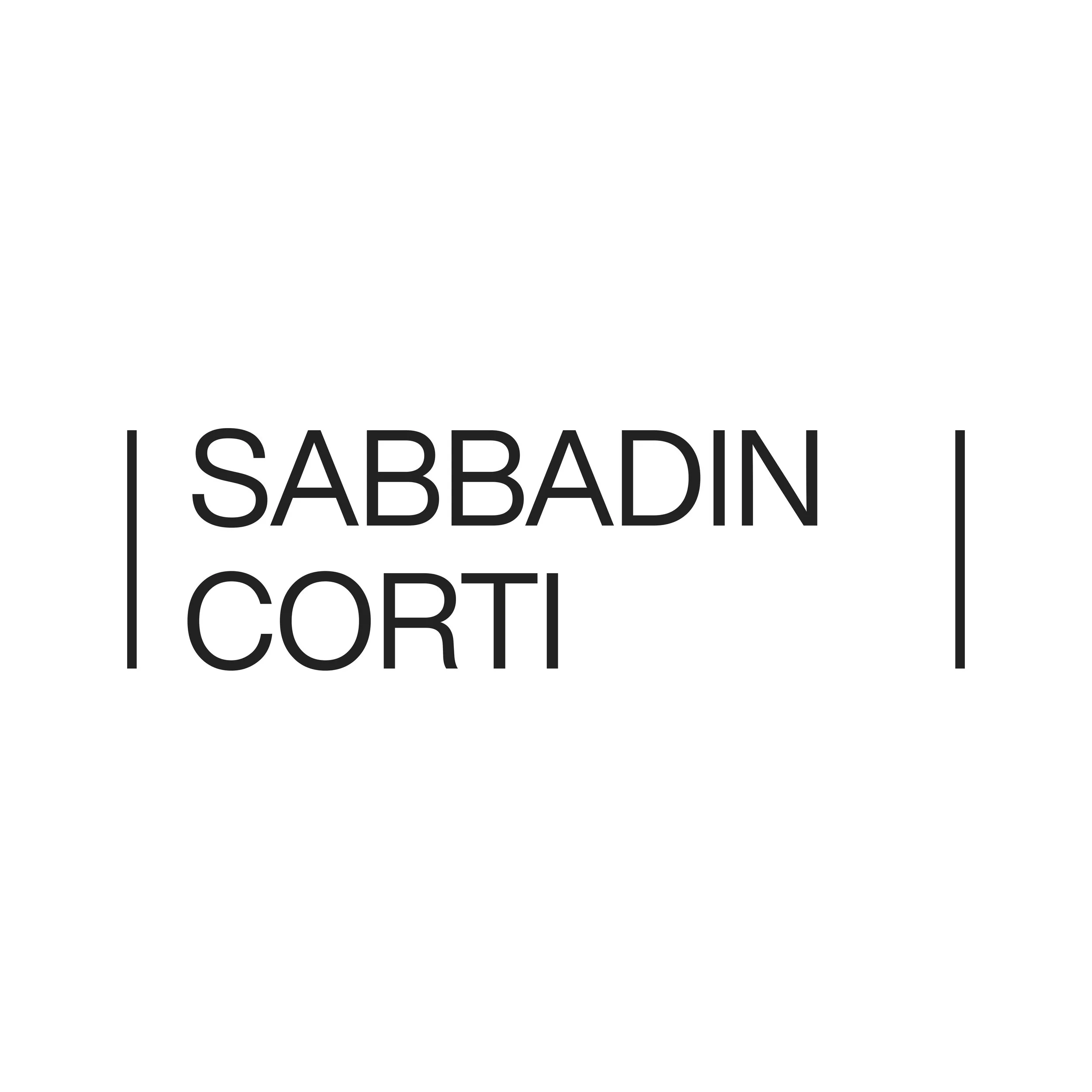 Text that reads 'SABBADIN CORTI' enclosed within vertical lines.