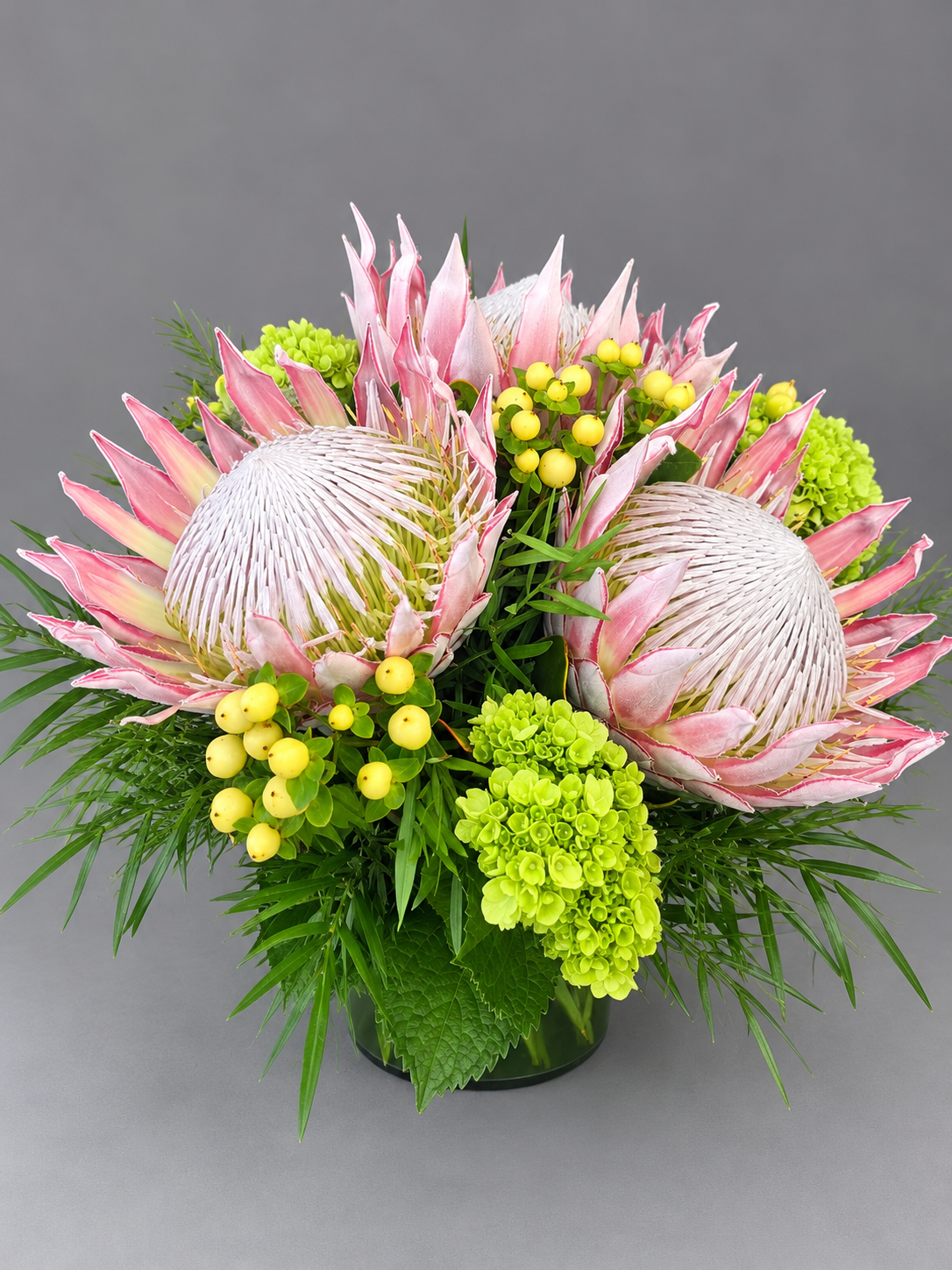 Blush Proteas and Green Berries Bouquet.png