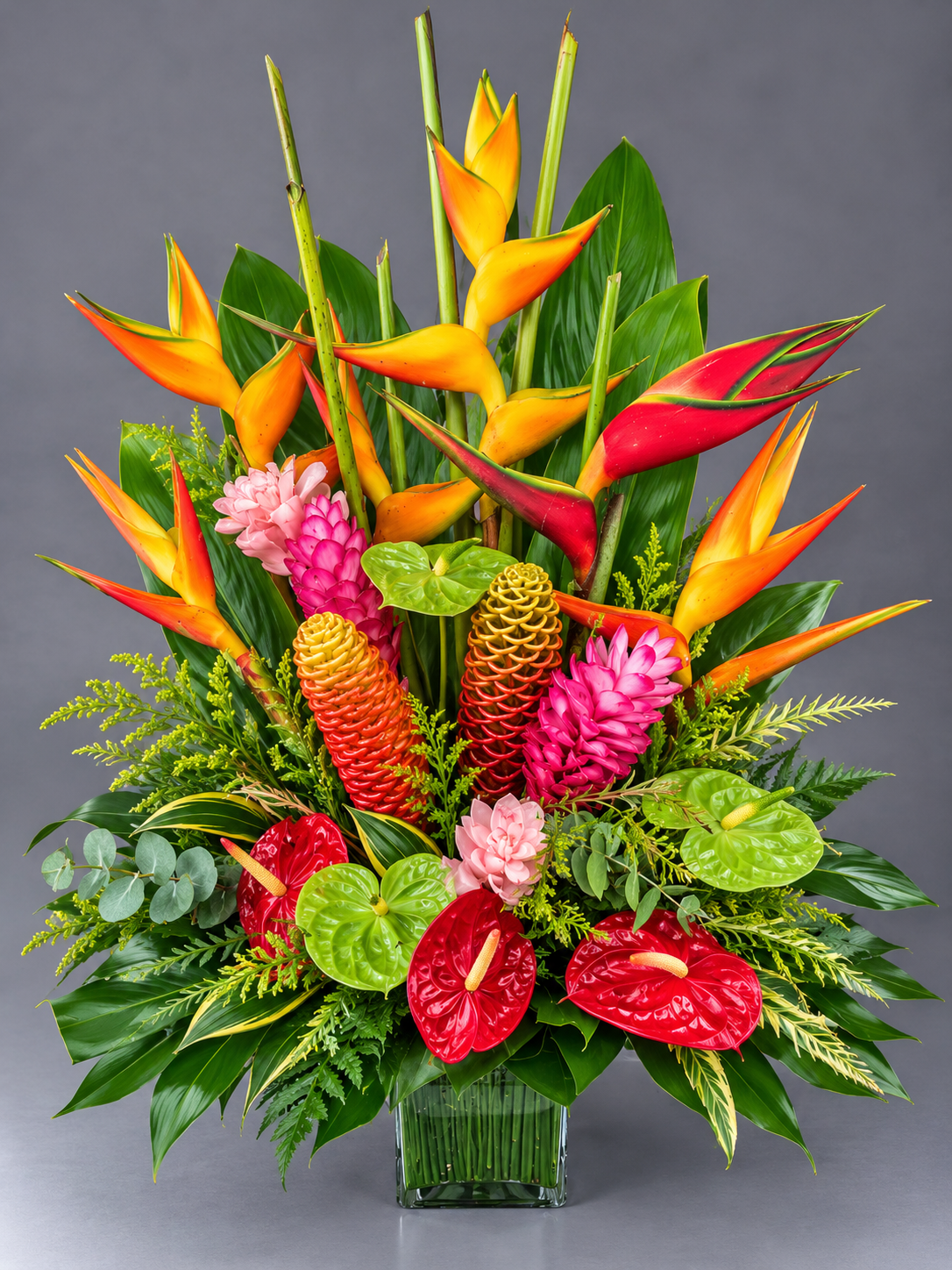 Vibrant Tropical Heliconia Centerpiece.png