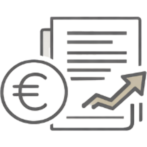 Symbol eines Euros und ein aufsteigender Pfeil auf einem Computerbildschirm, symbolisieren finanzielles Wachstum oder Gewinnsteigerung.