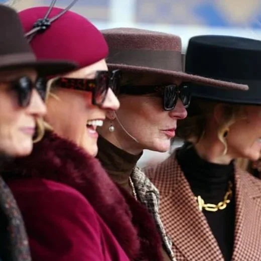 Sara Kate Byrne looking amazing in a large woolfelt boater at the races