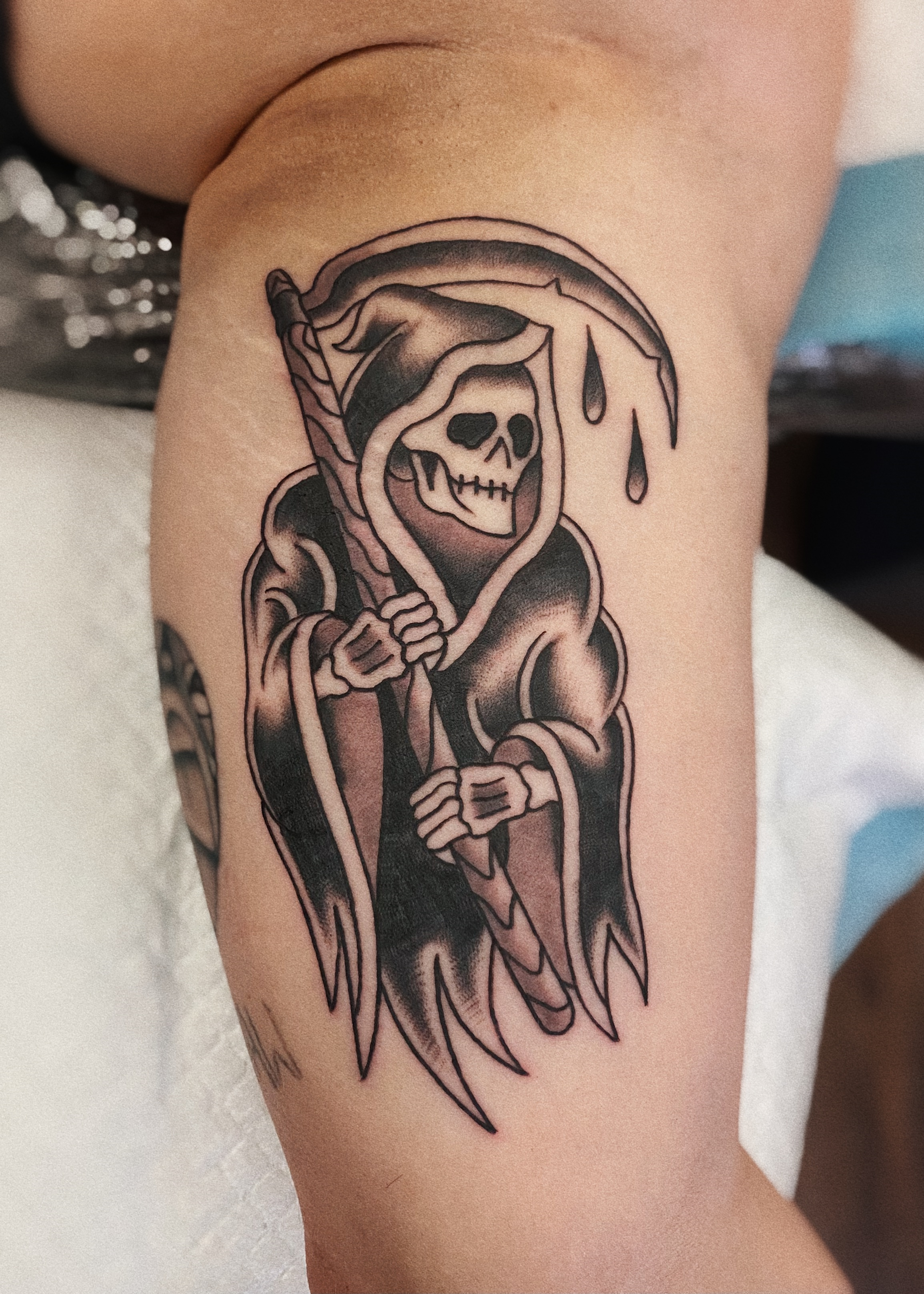 Hamish Robins Traditional Reaper Tattoo Brisbane West End Queensland Australia