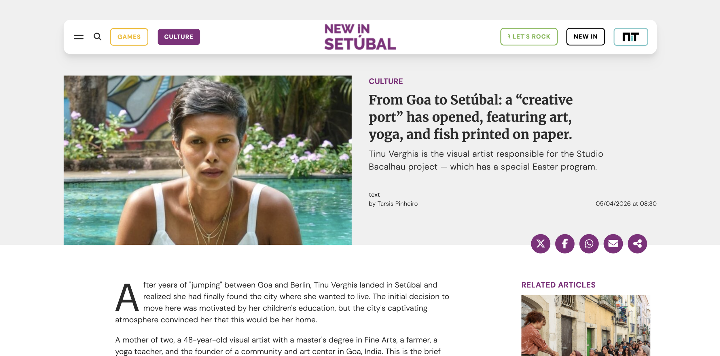 screenshot of tinu verghis from the interview in New in Setubal