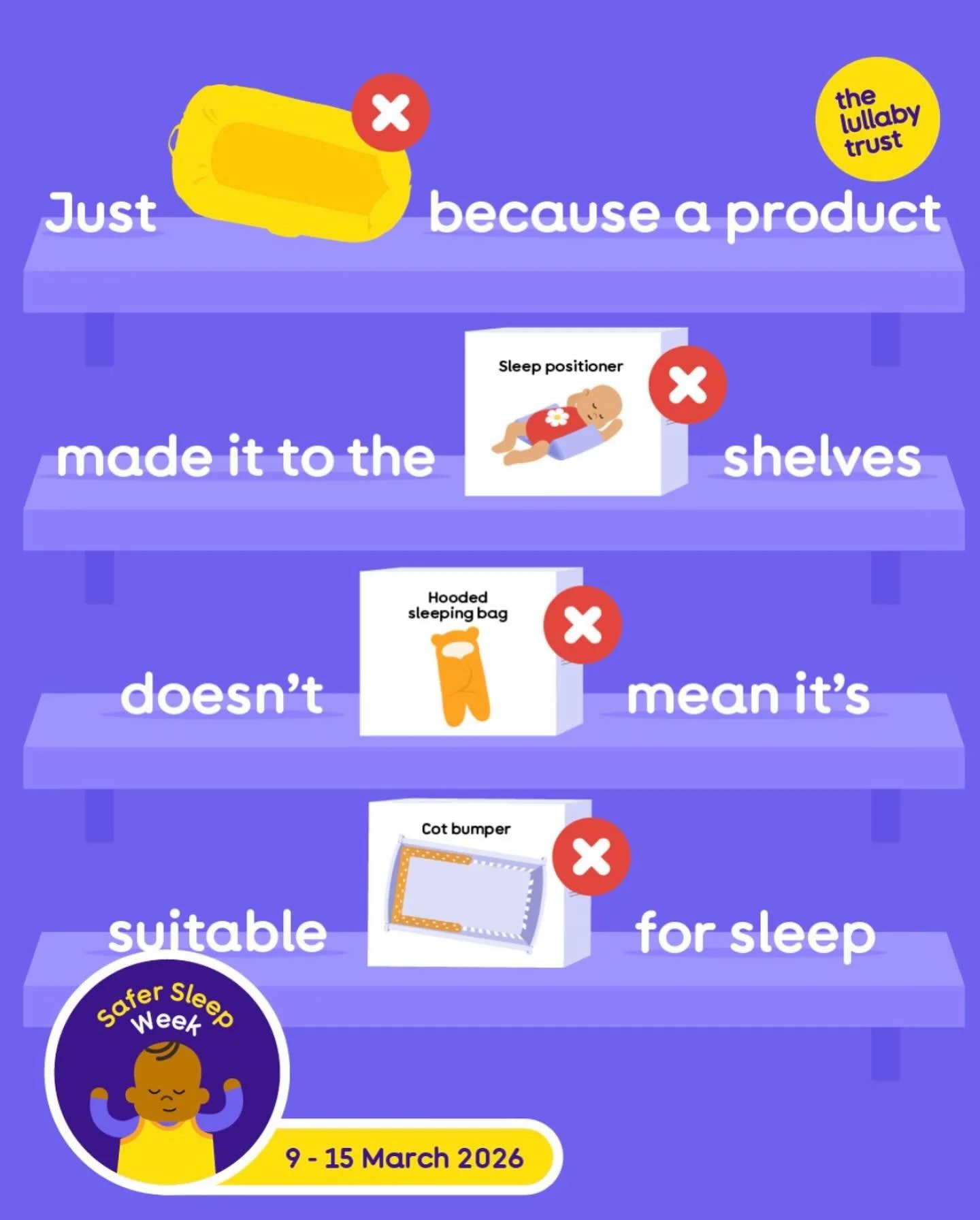 Just because it made it to the shelf doesn&rsquo;t mean it&rsquo;s safe for sleep.
During Safe Sleep Week, it&rsquo;s a good reminder that many baby products sold in shops aren&rsquo;t actually recommended for sleep. Marketing and packaging can make 