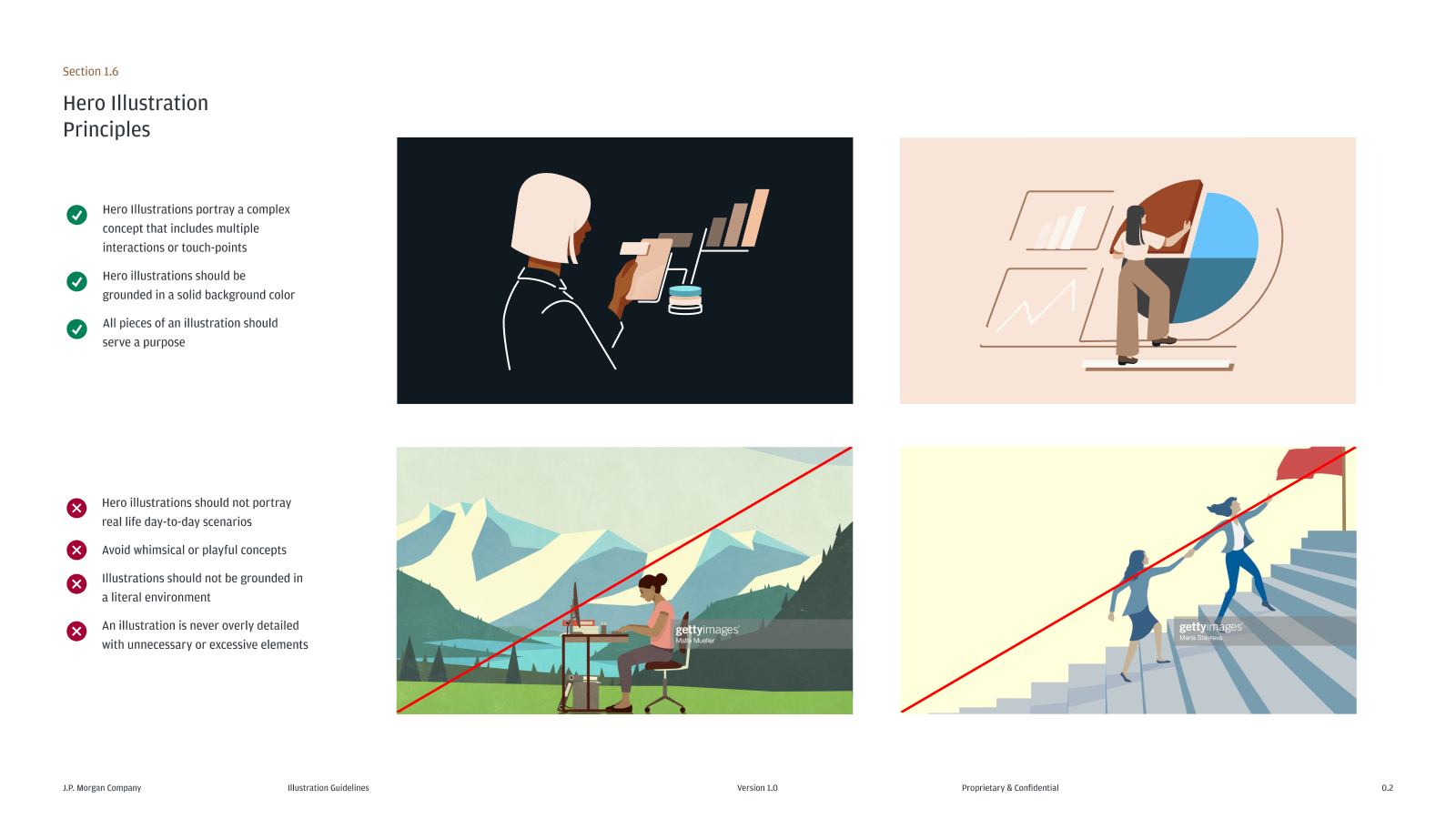 My team worked on the JPM illustration guidelines in collaboration with the JPM brand team. I creative directed the style, the guidance development, what sections were and weren't needed and the rollout plan.