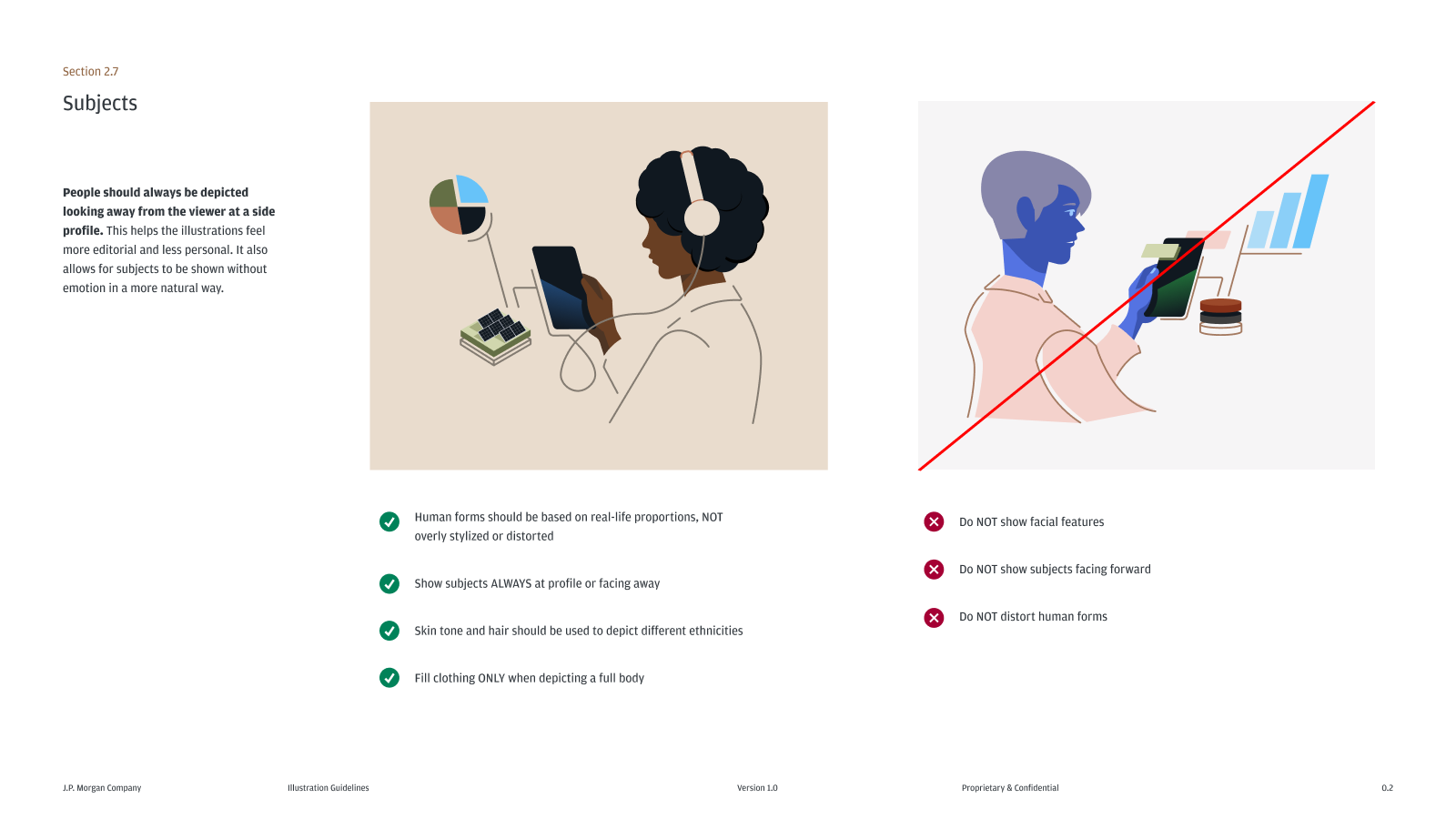 My team worked on the JPM illustration guidelines in collaboration with the JPM brand team. I creative directed the style, the guidance development, what sections were and weren't needed and the rollout plan.