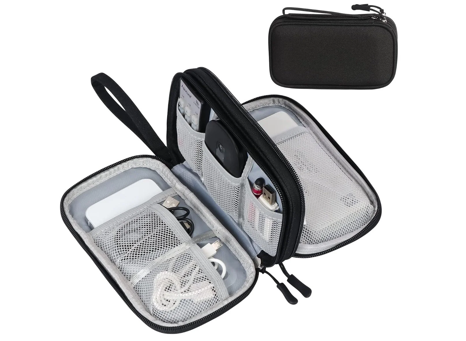 This organizer keeps track of your chargers so you never have to dig through your bag to find them. They are right at your fingertips when stored in this case. Compact, easy to pack, and saves time and frustration!
