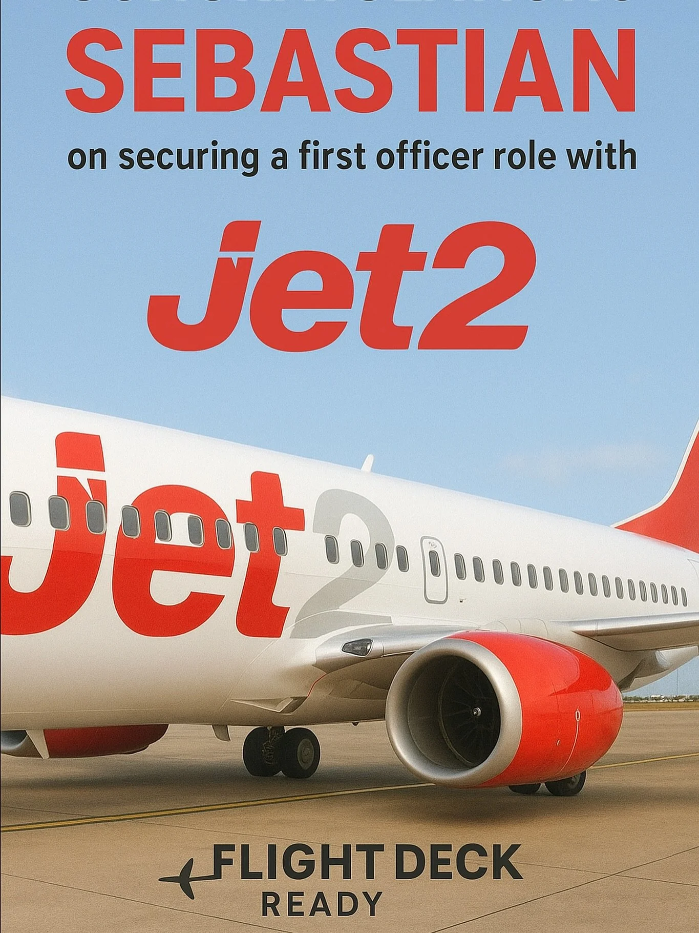 Congratulations to Sebastian, current ATR First Officer, on securing a Direct Entry First Officer position with Jet2! ✈️
We look forward to following your journey and watching your career continue to take off!