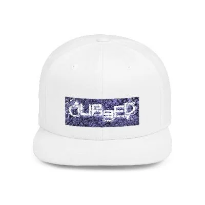 White flat bill snapback cap with embroidered circular YOUNGDUBSTUDiOS logo.
