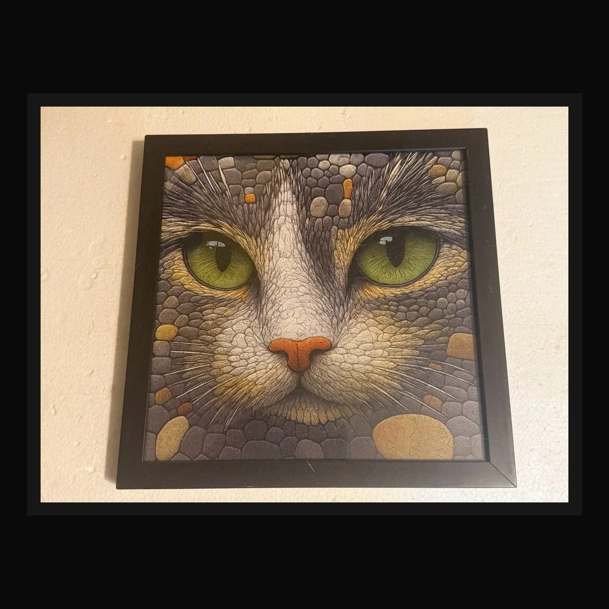 Watchful Cat Framed Puzzle