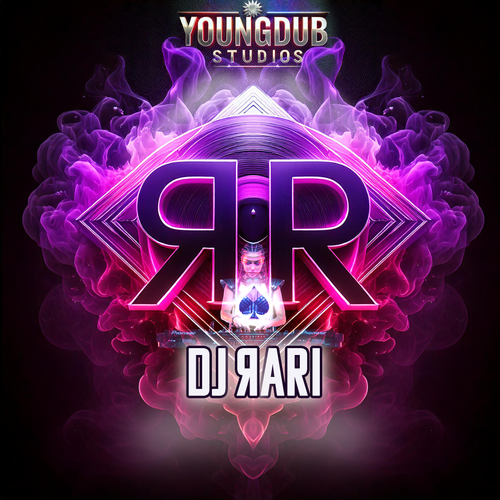 Custom "DJ YAARI" gold and purple graphic logo design designed by YOUNGDUBSTUDiOS Ithaca
