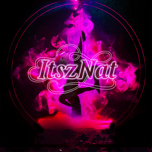 Custom "ItszNat" pink and purple glowing graphic logo design designed by YOUNGDUBSTUDiOS Ithaca
