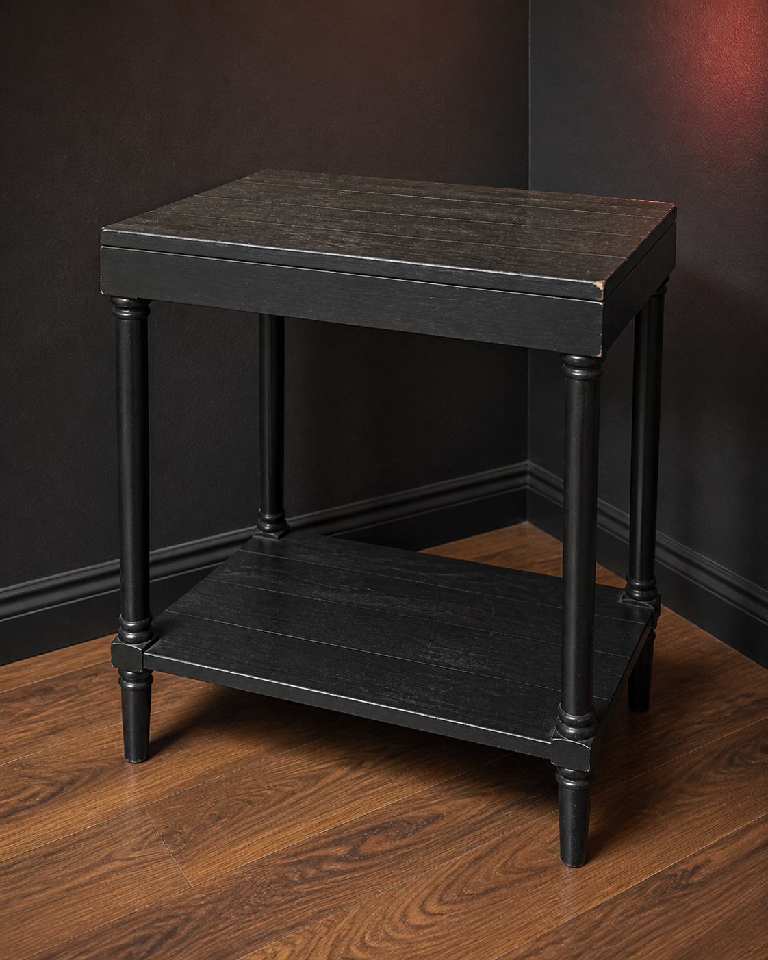 Black two-tier side table