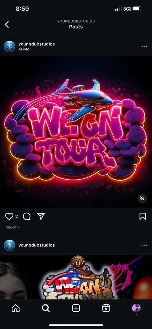 Custom "WE ON TOUR" graffiti style bubble letter design designed by YOUNGDUBSTUDiOS Ithaca
