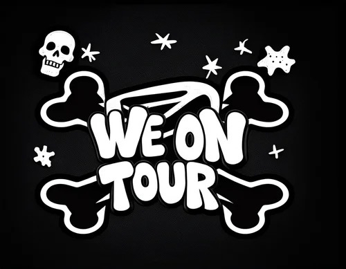 Custom "WE ON TOUR" white bubble letter graphic design with skull and stars designed by YOUNGDUBSTUDiOS Ithaca
