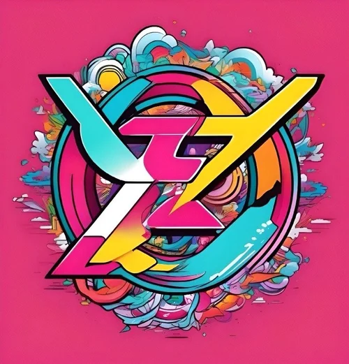 Colorful abstract logo with the text 'GZ' in bold, stylized letters, set against a vibrant pink background with swirling and splattered design elements.