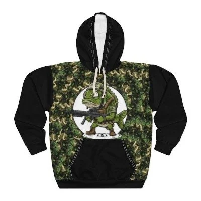 Custom black graphic hoodie with bold white text reading What in the A.I. is this Bentley.
