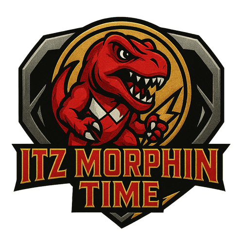 Custom "ITZ MORPHIN TIME" dinosaur character design designed by YOUNGDUBSTUDiOS Ithaca
