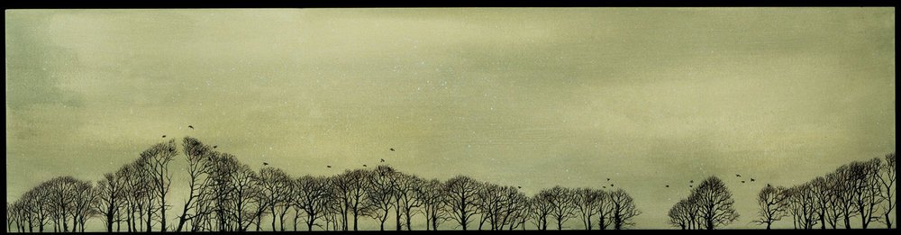 Roosting Crows
Ink and watercolour on Paper, 9" x 36"
