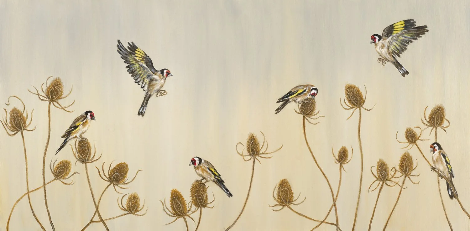 Goldfinches and Teasels
Oil on Canvas 24" x 48"