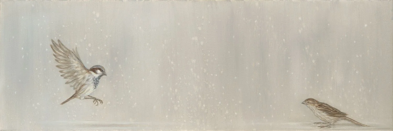 Sparrows and Snow
Oil on Canvas 12" x 36"