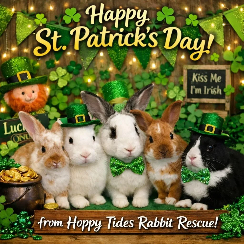 Our lucky little crew is feeling extra festive today! From tiny noses to big floppy ears, these buns are hoping your day is filled with love, luck, and lots of hay. 💚✨

Looking for your own lucky charm? Some of these adorable faces are still searchi