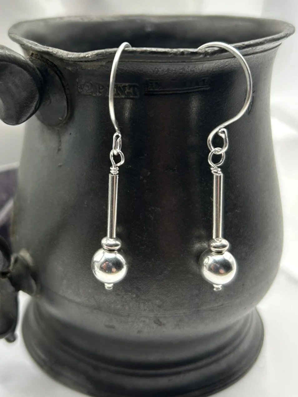 Sterling Silver Ball and tube earrings