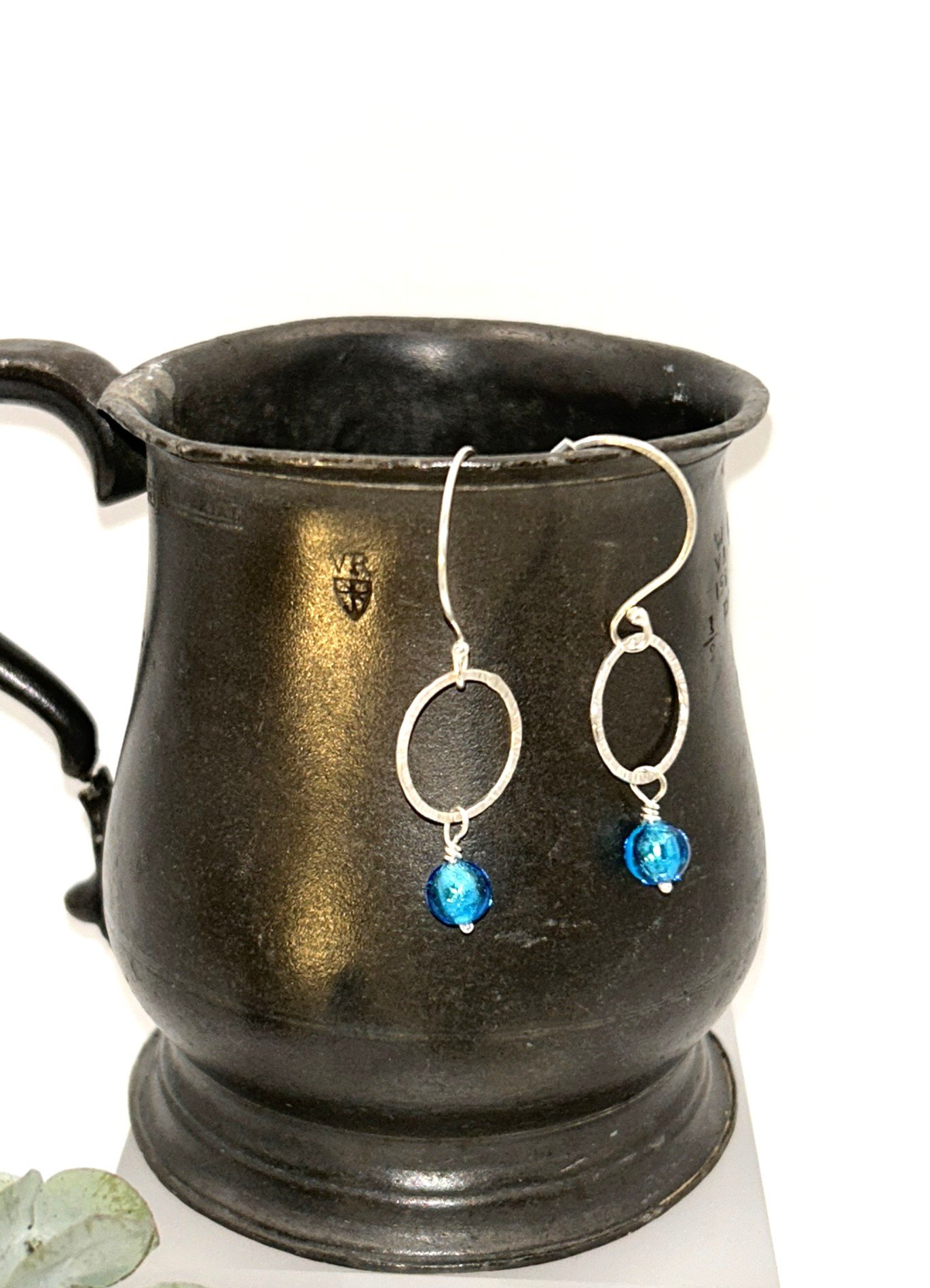 Bright Blue Murano glass drop earrings