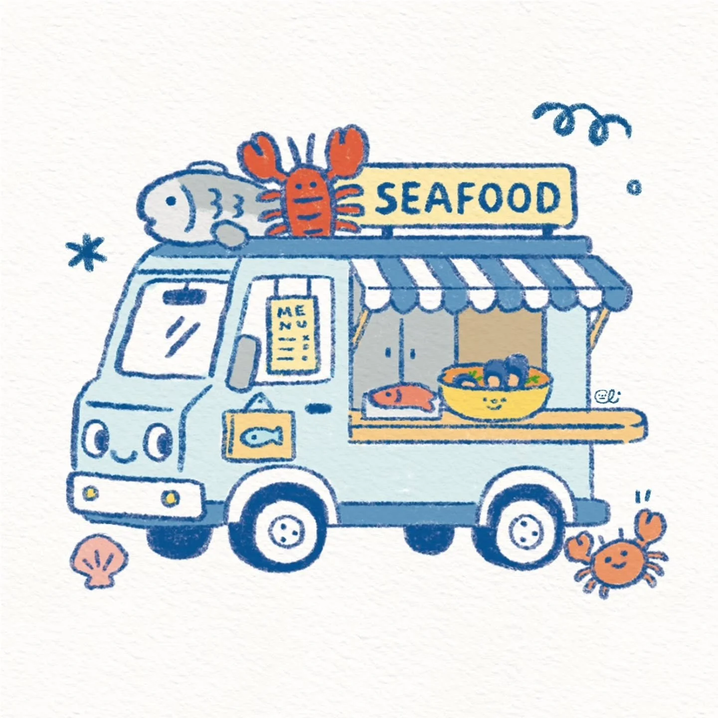 🚚🐟 A little seafood truck moment from a our seaside road trip 🌊

Join the Clover Club 🍀 to receive these goodies &mdash; shipping at the end of the month!