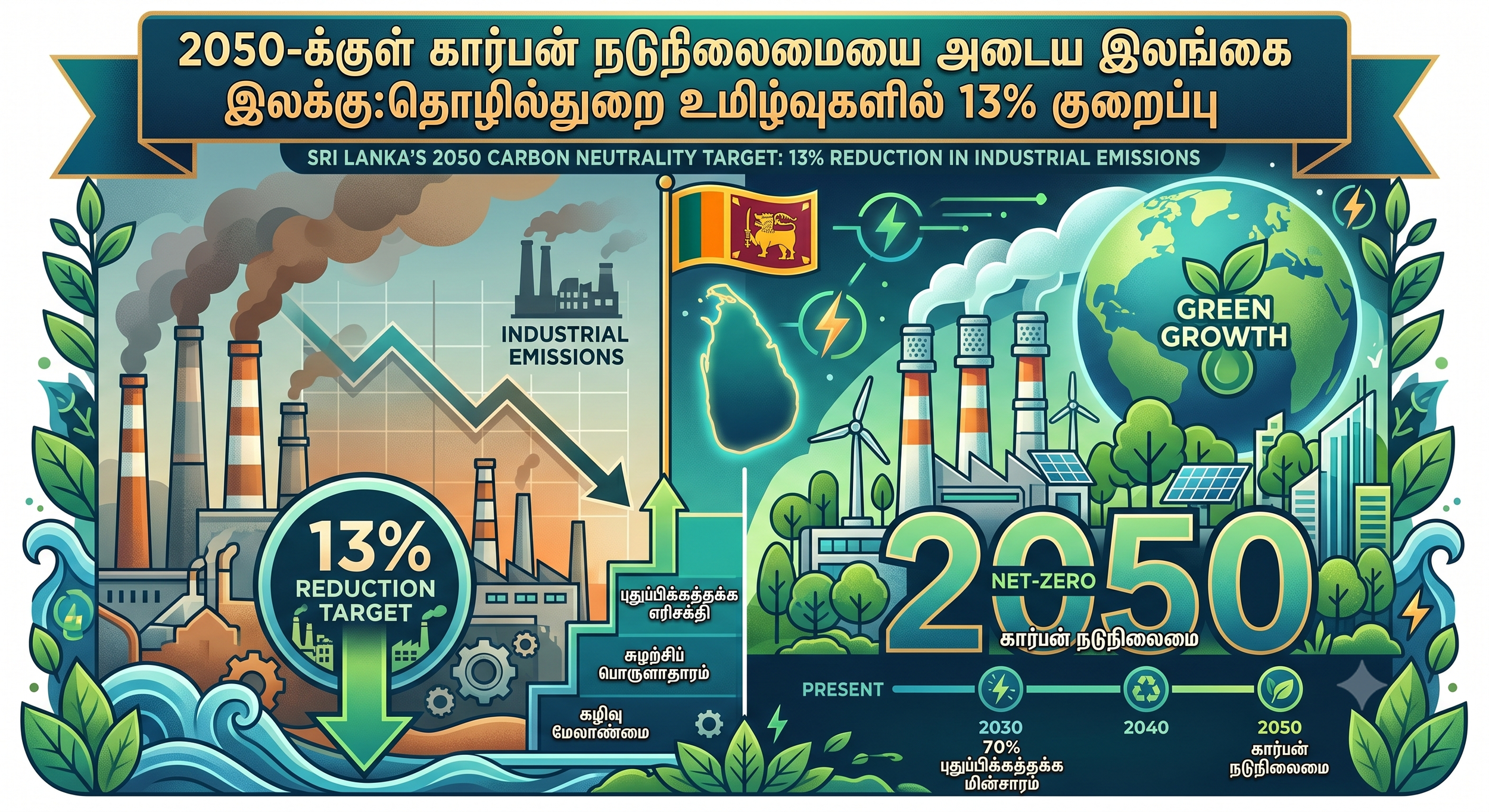 2050-க்குள் கார்பன் நடுநிலைமையை அடைய இலங்கை இலக்கு: தொழில்துறை உமிழ்வுகளில் 13% குறைப்பு