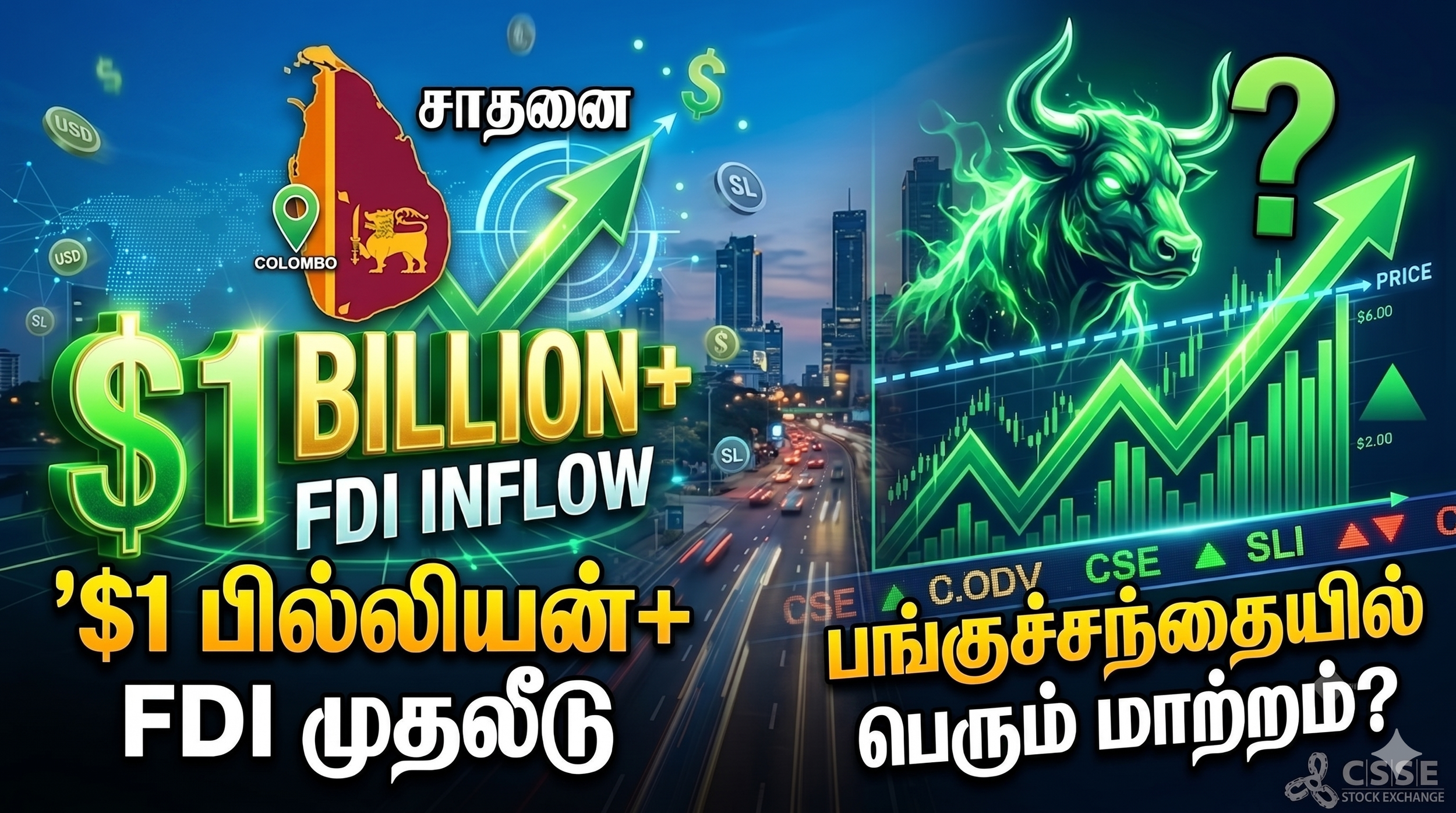 இலங்கையில் புதிய சாதனை: $1 பில்லியனைக் கடந்த FDI முதலீடுகள்! பங்குச்சந்தையில் பெரும் மாற்றம்?