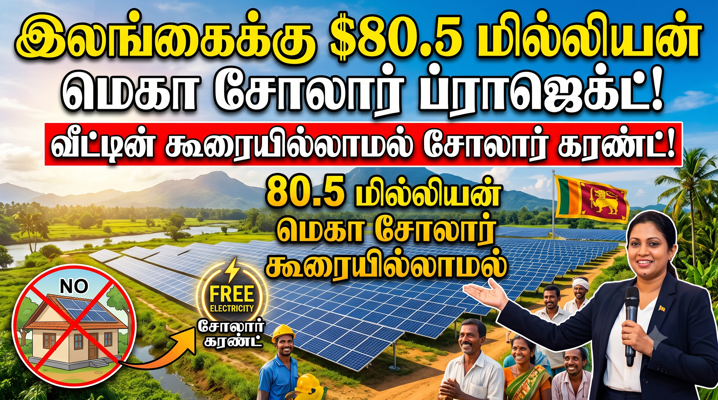 இலங்கைக்கு $80.5 மில்லியன் மெகா சோலார் ப்ராஜெக்ட்: வீட்டின் கூரையில்லாமல் சோலார் கரண்ட்!