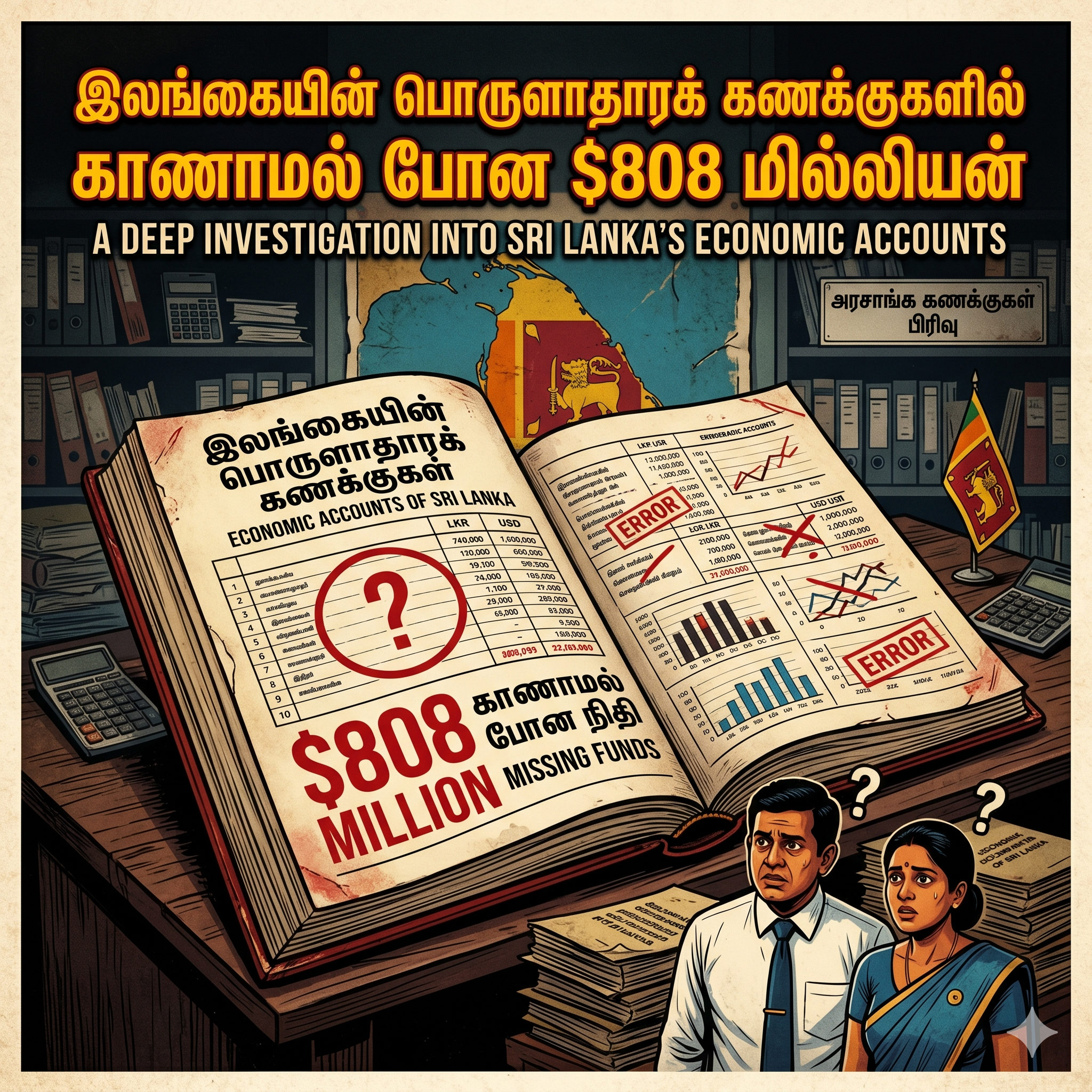 இலங்கையின் பொருளாதாரக் கணக்குகளில் காணாமல் போன $808 மில்லியன்