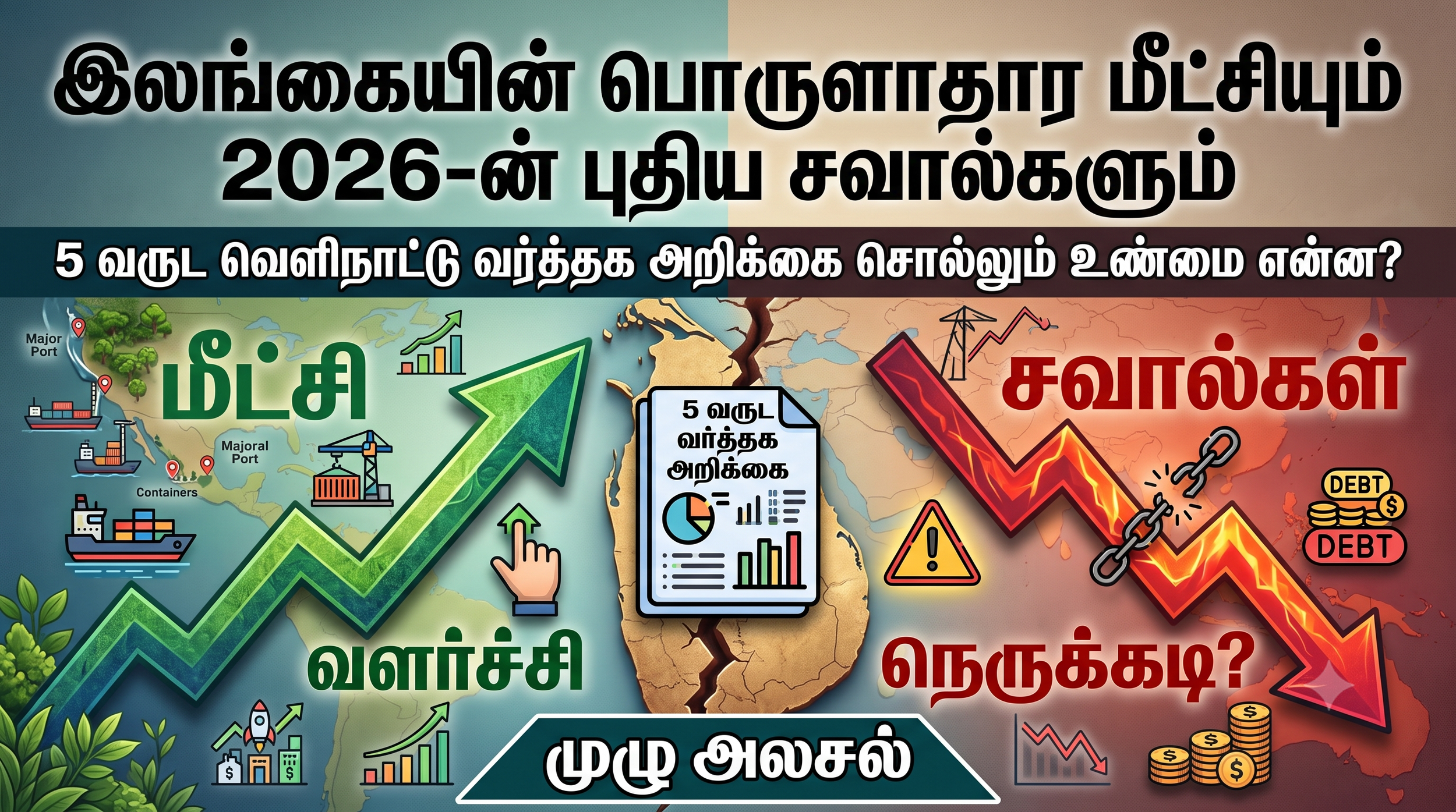 இலங்கையின் பொருளாதார மீட்சியும் 2026-ன் புதிய சவால்களும்: 5 வருட வெளிநாட்டு வர்த்தக அறிக்கை சொல்லும் உண்மை என்ன? (முழு அலசல்)