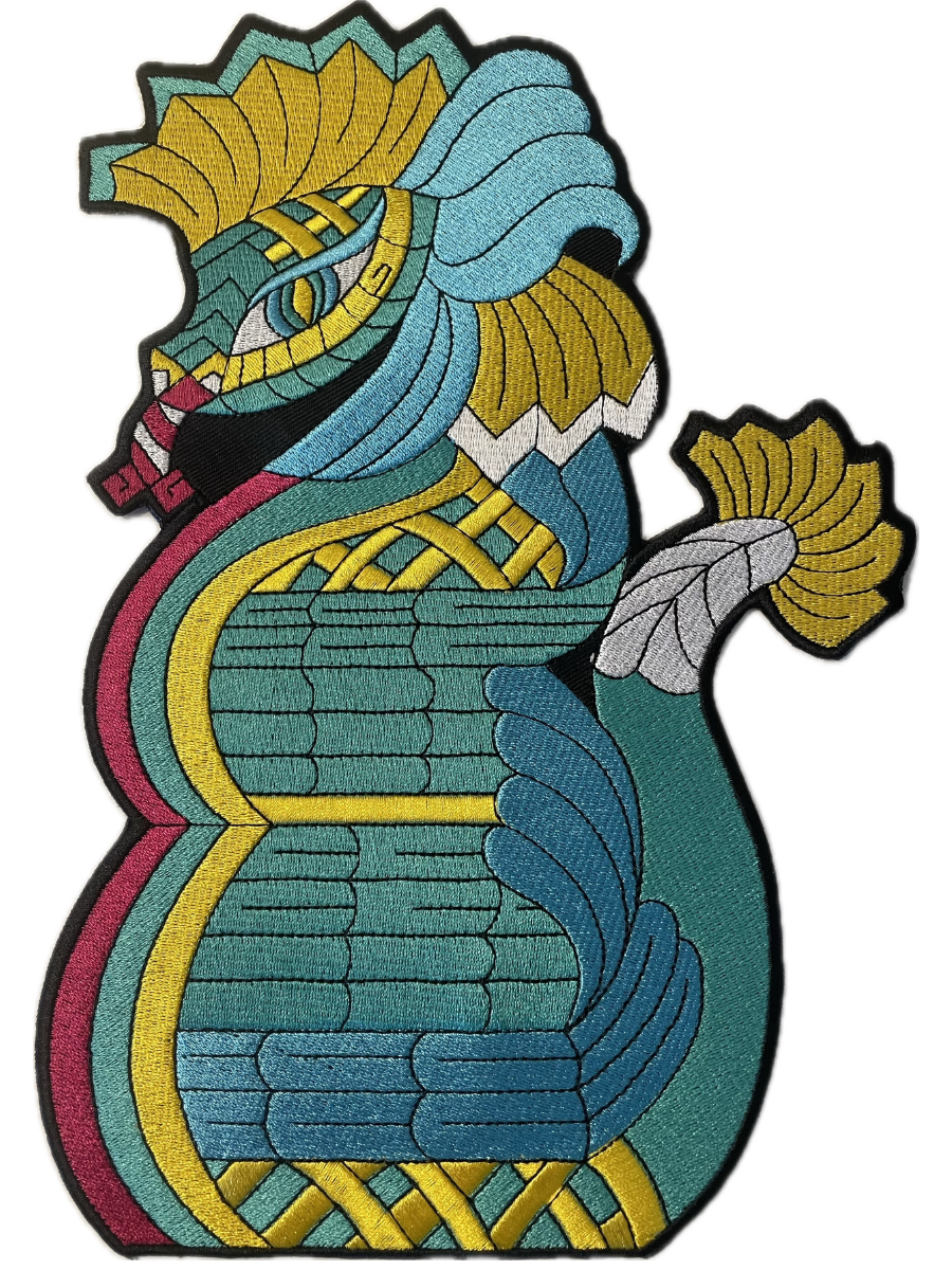 Kukulkan / Quetzalcoatl (Vertical) Feathered Serpent Dragon - Patch (Large)