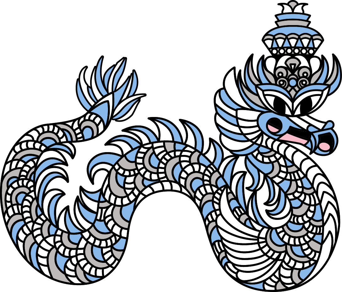 Apalala blue silver and white naga dragon with raja crown