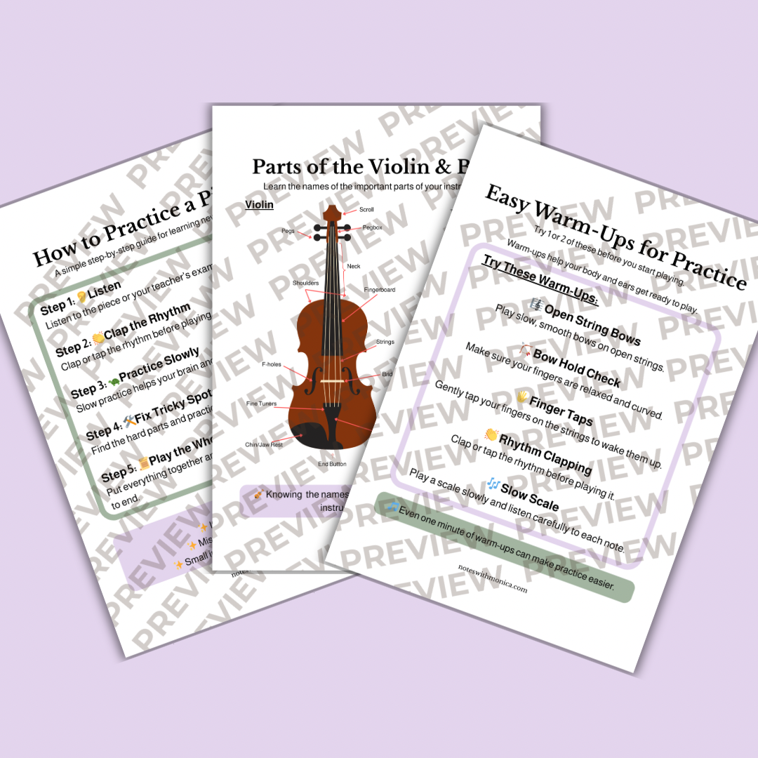 Beginner Violin Lesson Starter Pack — Notes with Monica